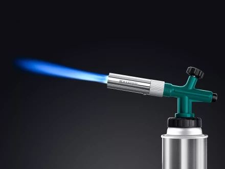 KG-1000 цельнометаллическая газовая горелка с пъезоподжигом, на баллон с цанговым соединением, 1450°C 55514 купить в Нижневартовске