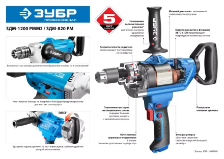 Дрель-миксер ЗДМ-1200 РММ2 серия ПРОФЕССИОНАЛ купить в Нижневартовске