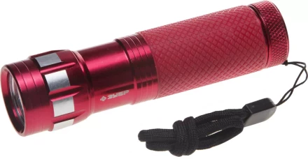 Фонарь ЗУБР "МАСТЕР" ручной, алюминиевый двукомпонентный корпус, 9 светодиодов, 3ААА, красный 56211-R купить в Нижневартовске