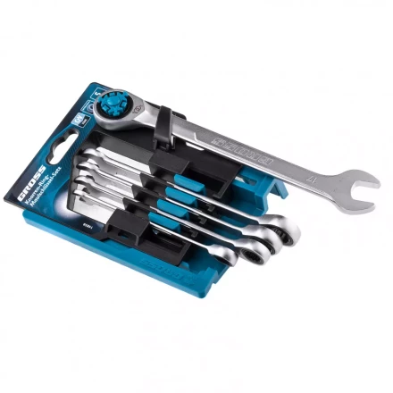 Набор ключей комбинированных трещоточных количество зубьев 100 СRV 5 шт 8- 17 мм Gross 14858 купить в Нижневартовске