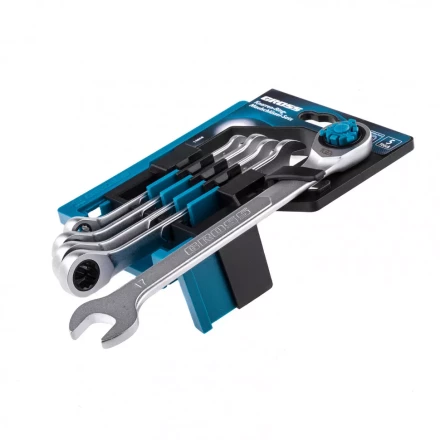 Набор ключей комбинированных трещоточных количество зубьев 100 СRV 5 шт 8- 17 мм Gross 14858 купить в Нижневартовске