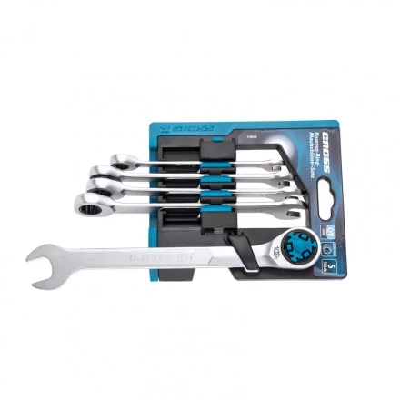 Набор ключей комбинированных трещоточных количество зубьев 100 СRV 5 шт 8- 17 мм Gross 14858 купить в Нижневартовске