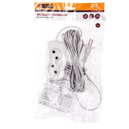 Удлинитель бытовой без заземления 5 м 2 розетки 6 А серия УХ6 Denzel 95922 купить в Нижневартовске