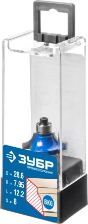 ЗУБР 28.6 x 12.2 мм, радиус 8 мм, фреза кромочная калевочная №1, Профессионал (28700-28.6) купить в Нижневартовске