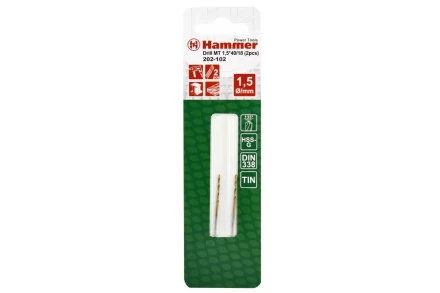 Сверло по металлу HAMMER Ф1.5х40мм (DR MT 1,5мм*40/18мм 2шт.) купить в Нижневартовске
