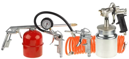 Набор пневматический STAYER "MASTER" универсальный: краскораспылитель с нижним бачком, пистолеты, пневмошланг, 5 предм 06487-H5 купить в Нижневартовске