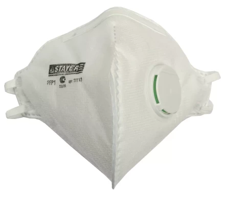 Полумаска фильтрующая STAYER "PROFI" плоская многослойная с клапаном, класс защиты FFP1 11113 купить в Нижневартовске