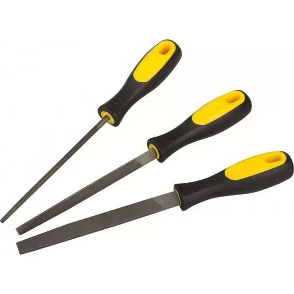 Набор STAYER "PROFI": Напильники с двухкомпонентной рукояткой, плоский, трехгранный, круглый, №2, 150мм 1681-15-H3 купить в Нижневартовске