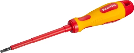 Отвертка KRAFTOOL, высоковольтная, Cr-Mo-V стержень, двухкомпонент. маслобензостойкая рукоятка, SL, 4,0х100мм 250083-4.0-100 купить в Нижневартовске