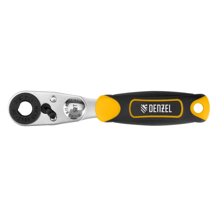 Ключ-трещотка для бит 1/4" Denzel 11633, 52 зуба, CrMo, адаптер для торцевых головок Denzel купить в Нижневартовске