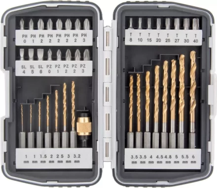 Набор бит и свёрел,магнитный адаптер,CrV, в пласт. боксе,40шт MATRIX 11322 купить в Нижневартовске