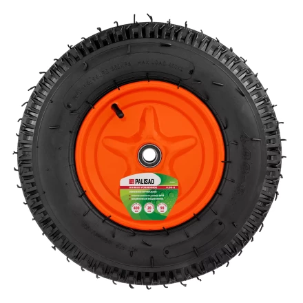 Колесо пневматическое усиленное Palisad 69081, шина 8PR, 4.00-8 D400 мм, внутренний диаметр подшипника 20 мм, длина оси 90 мм купить в Нижневартовске