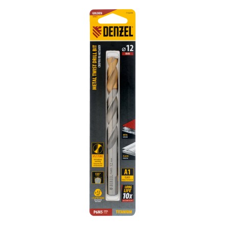 Сверло спиральное по металлу Denzel,  12 x 151 мм, Р6М5, Golden Tip 718244 купить в Нижневартовске
