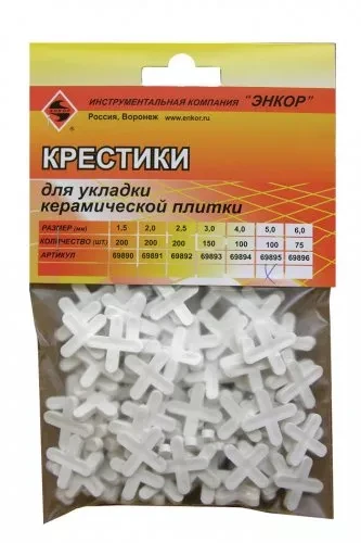 Крестики для кафеля 5,0 мм 100 штук блистер Энкор 69895 купить в Нижневартовске