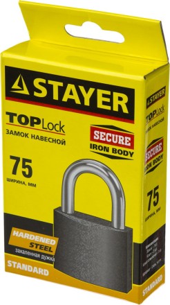 Замок STAYER &quot;STANDARD&quot; навесной, металлический корпус, закаленная дужка, 75 мм 37160-75 купить в Нижневартовске