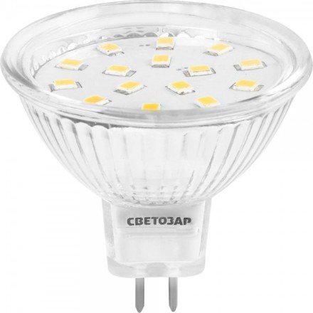 Лампа СВЕТОЗАР светодиодная &quot;LED technology&quot;, цоколь GU5.3, теплый белый свет (3000К), 220В, 3Вт (25) 44550-25_z01 купить в Нижневартовске