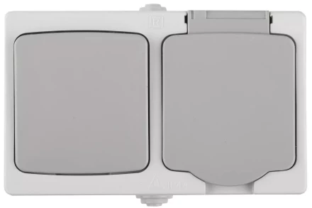 Комплект СВЕТОЗАР "АВРОРА" розетка с зазем. и защ. крышкой, 16А/~250В, выкл. одноклав. IP44, цвет серо-белый, 10А/~250В SV-54323-W купить в Нижневартовске