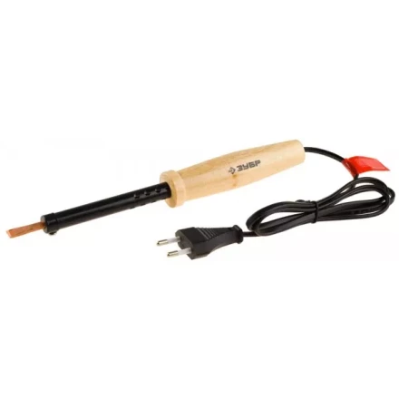 Электропаяльник ЗУБР "МАСТЕР" с деревянной рукояткой и долговечным жалом, форма клин 60Вт 55405-60 купить в Нижневартовске