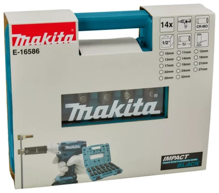 Набор ударных головок Impact Black Makita 1/2, 14 шт Makita E-16586 купить в Нижневартовске