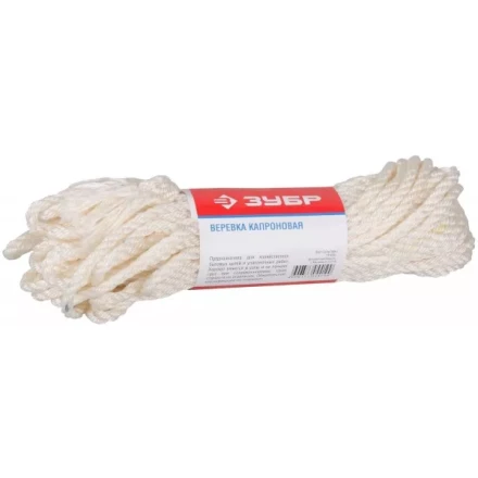 Веревка ЗУБР капроновая, d=6,0 мм, 20 м, 375 кгс, 12,5 ктекс 50206 купить в Нижневартовске