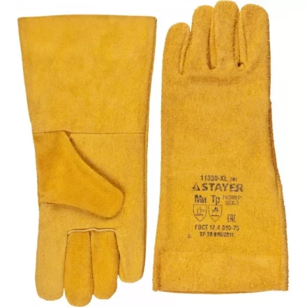 Термостойкие краги STAYER "MASTER" для сварки и тяжелых механических работ, 350 мм 11330-XL_z01 купить в Нижневартовске