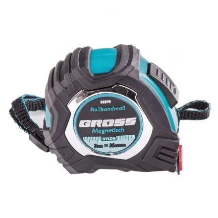 Рулетка Magnetisch 3 м х 16 мм обрезиненный корпус автоматическая фиксация Нейлоновое покрытиеытие зацеп с магнитом Gross 32570 купить в Нижневартовске
