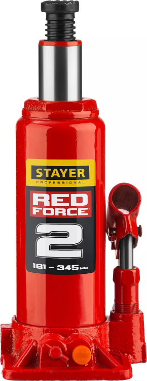 Домкрат гидравлический бутылочный "RED FORCE", 2т, 181-345 мм, STAYER 43160-2 43160-2_z01 купить в Нижневартовске