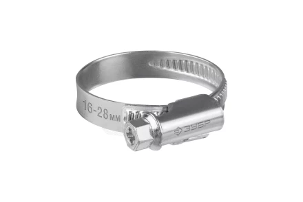 ЗУБР Х-9Н, 16 - 28 мм, накатная лента 9 мм, цинк, 50 шт, червячный хомут (37807-28) купить в Нижневартовске