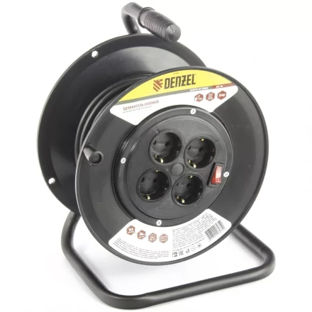 Удлинитель силовой на кабельной катушке 25м 4 розетки 16А серия УХз16 DENZEL 95905 купить в Нижневартовске