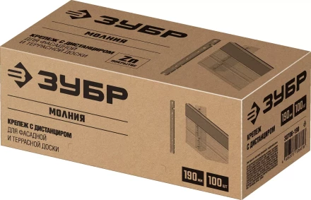 ЗУБР Молния, 190 мм, цинк, 100 шт, крепеж с дистанциром для фасадной и террасной доски (30706-190) купить в Нижневартовске