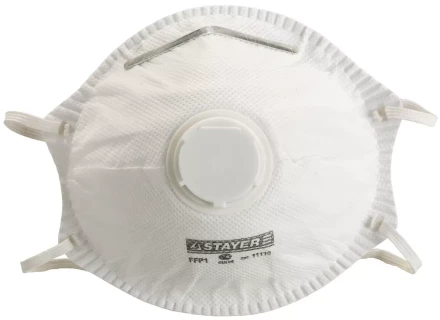 Полумаска фильтрующая STAYER "PROFI" противоаэрозольная с клапаном, многослойная, класс защиты FFP1 11110 купить в Нижневартовске
