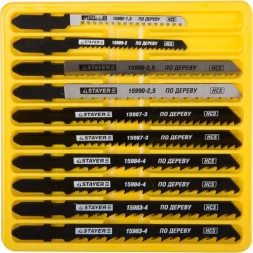Набор STAYER &quot;PROFI&quot; Пилки &quot;МАСТЕР №1&quot; для эл/лобзика, по дереву, EU-хвост., 10шт 15981-H10-1