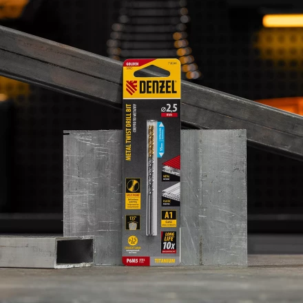 Сверло спиральное по металлу 2,5 х 95 мм Р6М5, Golden Tip, удлиненное, 2шт. Denzel 718246 купить в Нижневартовске