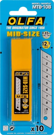 Лезвия OLFA сегментированные для OL-MT-1, 9 сегментов, 12,5мм OL-MTB-10B купить в Нижневартовске
