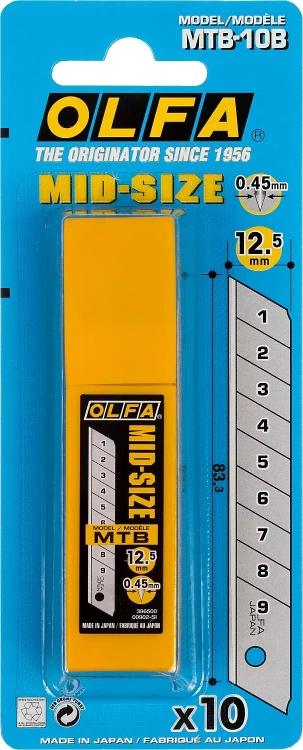 Лезвия OLFA сегментированные для OL-MT-1, 9 сегментов, 12,5мм OL-MTB-10B купить в Нижневартовске