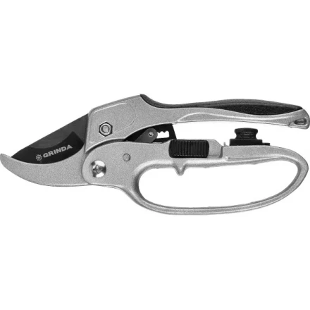 Секатор GRINDA алюминиевые ручки, храповый механизм, с эфесом, округлые лезвия, 200мм 8-423034 купить в Нижневартовске