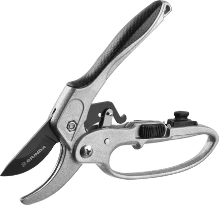 Секатор GRINDA алюминиевые ручки, храповый механизм, с эфесом, округлые лезвия, 200мм 8-423034 купить в Нижневартовске