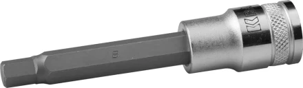 Торцовая бита-головка KRAFTOOL "INDUSTRIE QUALITAT", удлиненная, материал S2, HEX, сатинированная, 1/2", H8 27909-08_z01 купить в Нижневартовске