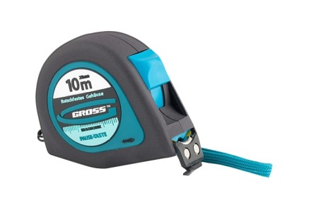 Рулетка &quot;Ergonomisch&quot;,10 м x 25 мм, магнитный обрезиненный зацеп  GROSS 31105 купить в Нижневартовске