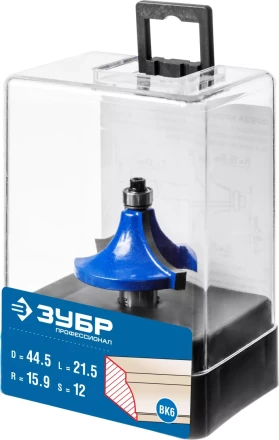 ЗУБР 44.5 x 21.5 мм, радиус 15.9 мм, фреза кромочная калевочная №1, Профессионал (28700-44.5) купить в Нижневартовске