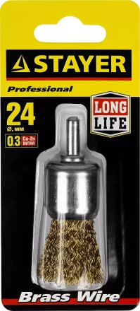 STAYER "PROFESSIONAL". Щетка кистевая для дрели, витая стальная проволока 0,3мм, 24мм 35113-24 купить в Нижневартовске