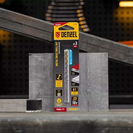 Сверло спиральное по металлу 3 х 100 мм, Р6М5, Golden Tip, удлиненное, 2шт. Denzel 718247 купить в Нижневартовске