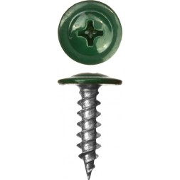 Саморезы ЗУБР с прессшайбой по листовому металлу до 0,9 мм, окрашенные в RAL-6005, PH2, 4,2х19 мм, 450шт 300191-42-019-6005