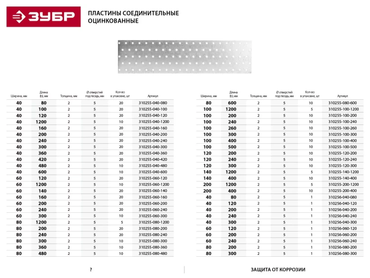 Пластина соединительная ЗУБР "МАСТЕР", 40х240мм, 1шт 310256-040-240 купить в Нижневартовске
