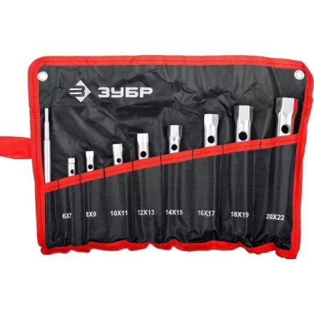 Набор ЗУБР "МАСТЕР": Ключи торцовые, трубчатые двухсторонние, 6-22мм, с воротком, 9шт 27162-H9 купить в Нижневартовске
