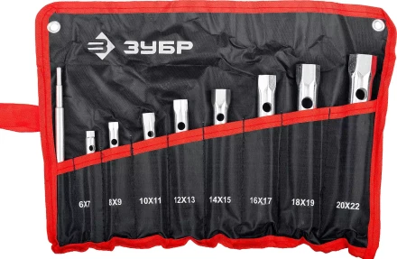 Набор ЗУБР "МАСТЕР": Ключи торцовые, трубчатые двухсторонние, 6-22мм, с воротком, 9шт 27162-H9 купить в Нижневартовске