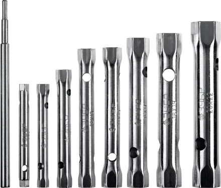 Набор ЗУБР "МАСТЕР": Ключи торцовые, трубчатые двухсторонние, 6-22мм, с воротком, 9шт 27162-H9 купить в Нижневартовске