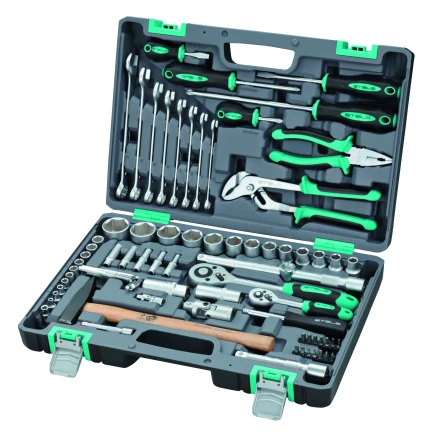 Набор инструментов 1/2 и 1/4   CrV  пластиковый кейс  76 предметов STELS 14104 купить в Нижневартовске