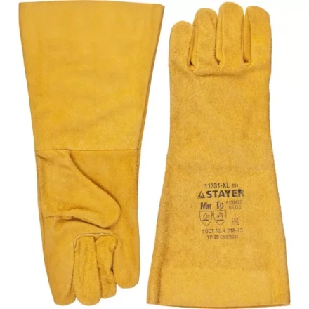 Термостойкие краги STAYER "MASTER" для сварки и тяжелых механических работ, 400 мм 11331-XL_z01 купить в Нижневартовске