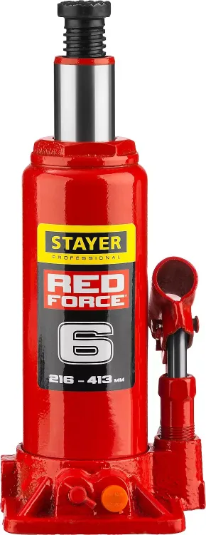 Домкрат гидравлический бутылочный "RED FORCE", 6т, 216-413 мм, STAYER 43160-6 43160-6_z01 купить в Нижневартовске